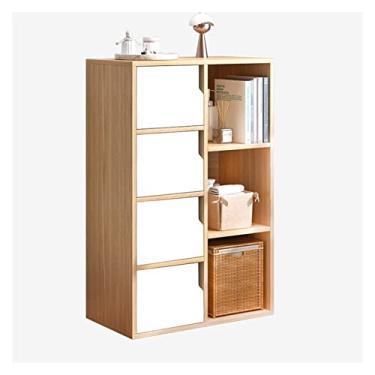 Imagem de KIZQYN Estante de livros Rack de armazenamento simples Estante multifuncional Armário de livros de grande capacidade Economia de espaço Prateleira de armário multicamadas Prateleira de chão Estante de livros