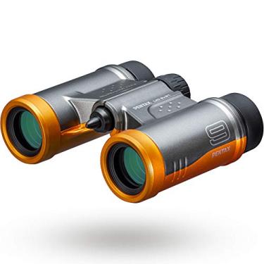 Imagem de Binóculos PENTAX UD 9x21 - Cinza e Laranja. Um campo de visão claro e claro, corpo leve com prisma de teto, ótica totalmente multirrevestida, ampliação de 9x, ideal para shows, esportes, viagens.