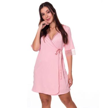 Imagem de Robe Microfibra e Renda Hobby Roupão Confortável Dia a Dia Estilo Sedutor - VF45