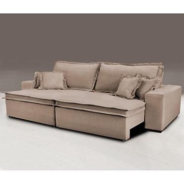 Imagem de Sofa Retrátil e Reclinável com Molas Cama Inbox Premium 2,52m tecido em linho Bege Escuro