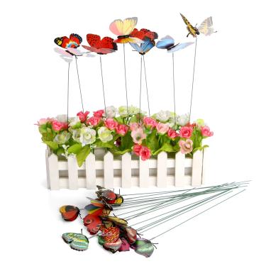 Imagem de Lainin 50 peças 7 cm 3D asas coloridas estaca borboleta ornamentos perfeitos para pátio átrio jardim galhos de árvore plantas internas decoração de cama artigos de festa decoração de Natal