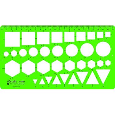 Imagem de Gabarito Desetec Combinado - Quadrado, Círculo, Hexágono e Triângulo em Várias Medidas, 4380, Trident, Verde 24.5 x 14 cm