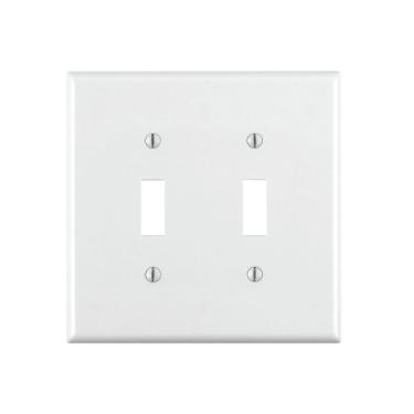 Imagem de Leviton Placa de parede com duas entradas, nylon termoplástico, 80709-W, branco