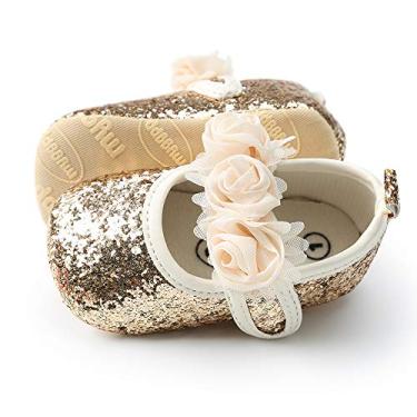 Imagem de KIDSUN Sapatos para bebês meninas Mary Jane antiderrapante sola de borracha sapatilhas de balé vestido princesa sapatos de casamento sapatos de berço recém-nascido sapatos primeiros andadores,