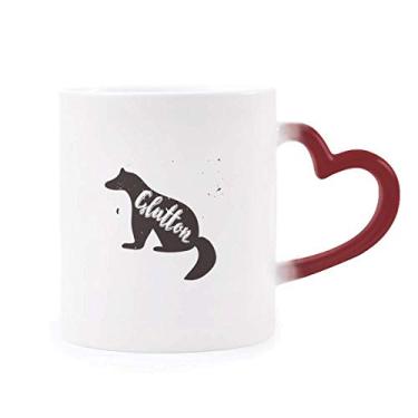 Imagem de Caneca Glutton preta e branca Animal sensível ao calor Caneca vermelha que muda de cor