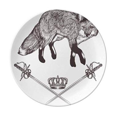 Imagem de Prato decorativo de porcelana com espada de raposa, coroa de animais, estilo barroco, louça, louça de jantar