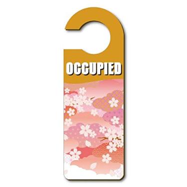 Imagem de DIYthinker Cherry Blossoms Clouds Pink Pattern Maçaneta ocupada Placa de aviso de loja
