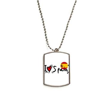 Imagem de DIYthinker I Love Spain Bandeira de Palavra Love Heart Ilustration Corrente de Aço Inoxidável Pingente Colar para Animais de Estimação