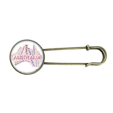 Imagem de Mapa de sabores da Austrália, ilustração de pontos cênicos, broche de metal retrô, joia com clipe