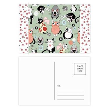 Imagem de Animal Pet Cute Cat Family Christmas Christmas Flower Celebration Cartão postal Blessing Mailing Card