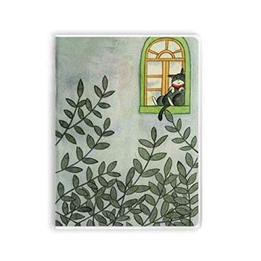 Imagem de Miaoji Pintura Aquarela Gato Exterior Janela Caderno Goma Diário Capa Macia Diário