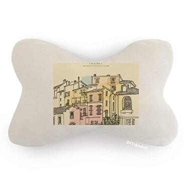 Imagem de DIYthinker Almofada de apoio de cabeça para decoração de pescoço com pintura colorida da França da cidade