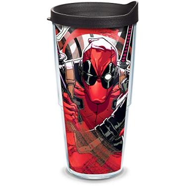 Imagem de Tervis Feito nos EUA de parede dupla Marvel - copo isolado Deadpool mantém as bebidas frias e quentes, 700 ml, icônica