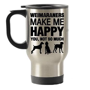 Imagem de Caneca com isolamento térmico para viagem em aço inoxidável Weimaraners Make Me Happy