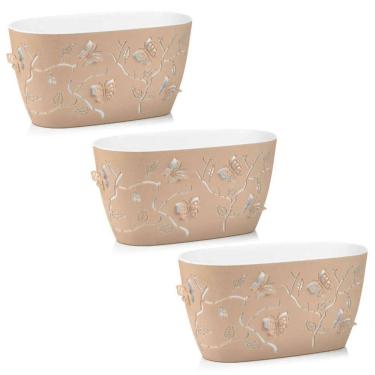 Imagem de Kit 3 Vasos de Flor Plantas Cachepot 3D Floreira de Mesa Plástico 4,1L cada Borboletas Plasvale