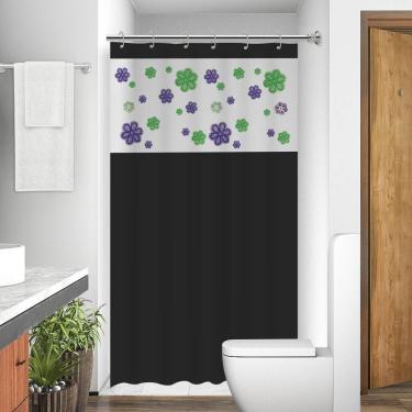 Imagem de Cortina Para Box Banheiro Com Visor Birro Com Gancho Anti Mofo Resistente Alta Qualidade Pvc Divesas Cores