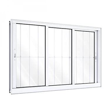 Imagem de Janela de Alumínio de Correr 120 x 150 x 14 cm 3 Folhas com Grade Lucasa