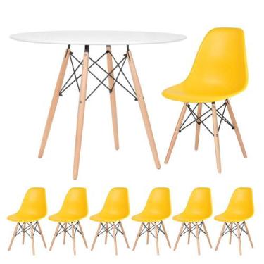 Imagem de Kit - Mesa Redonda Eames 100 Cm Branco + 6 Cadeiras Eiffel Dsw - Loft7
