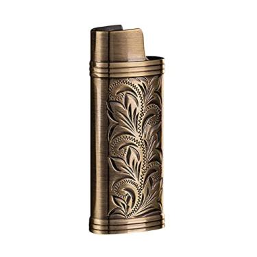 Imagem de Capa para isqueiro BIC - Suporte de metal estampado floral vintage (Bronze)