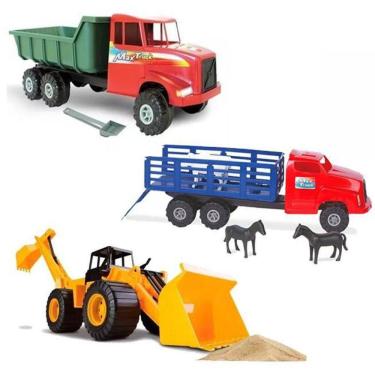 Imagem de Kit Trator e Caminhão Basculante com Pá - Brinquedo