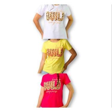 Imagem de Kit 3 Blusas T-Shirt Build Feminina Cores Variadas Fashion - Filó Moda