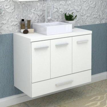 Imagem de Gabinete para Banheiro 2 Portas 2 Gavetas 80cm Madri Darabas Agardi Branco