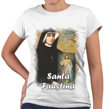 Imagem de Camiseta Baby Look Santa Faustina Religiosa Igreja - Web Print Estampa
