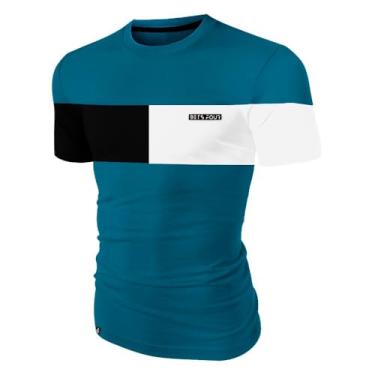 Imagem de Camisa Masculina 100% Algodão Camiseta Personalizada Fio30.1 (G, Azul Petróleo)