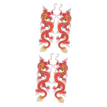 Imagem de STOBOK 4 Pcs Patch de pano em forma de dragão camiseta jaqueta sapatos remendos de roupas delicadas acessórios para chapéus fragmento casaco China decorar chapas de ferro tecido vermelho