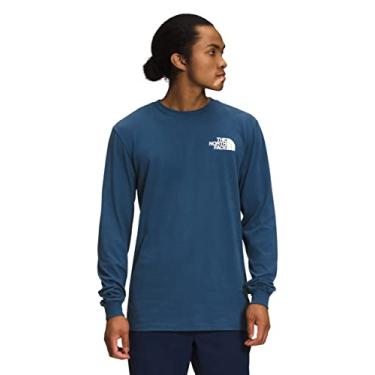 Imagem de THE NORTH FACE Camiseta masculina Box NSE L/S, Azul sombreado/preto Tnf, GG
