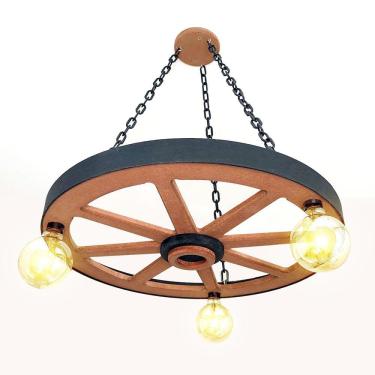 Imagem de Luminária Roda De Carroça 3 Bocal 65 Cm Diâmetro 110/220 V