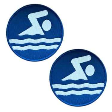 Imagem de Patch esportivo tático para natação, natação, 2 peças, gancho e laço bordado militar para bolsas de natação, mochila, uniforme colete, roupas, esportes ao ar livre, jérsei motociclista