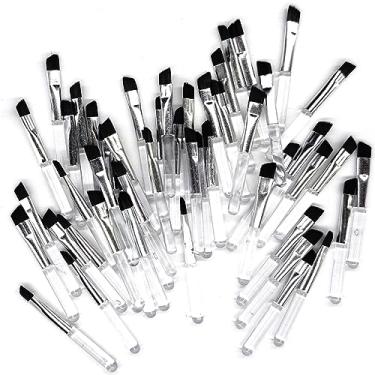 Imagem de Pincel de sobrancelha angular de 50 peças, pincel de sobrancelha premium inclinado de 5 cm, pincéis de matiz, pincel de mistura cosmética, pincel de maquiagem corretivo de sombra, ferramenta cosmética profissional de precisão para os olhos para mulheres