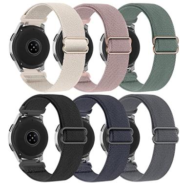Imagem de Farluya Pacote com 6 pulseiras de relógio compatíveis com Samsung Galaxy Watch 3 de 45 mm/Galaxy Watch de 46 mm pulseiras/Gear S3 Frontier, pulseiras ajustáveis de nylon elástico de 22 mm para homens e mulheres