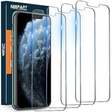 Imagem de NEEPART Pacote com 4 protetores de tela de vidro temperado para iPhone 11 Pro Max/iPhone Xs Max [6,5 polegadas), proteção de sensor, película de vidro temperado 9H, antiarranhões, compatível com
