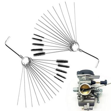 Imagem de Kits de ferramentas de limpeza de carburador, limpador de remoção de jato de sujeira de carburador, 10 agulhas de limpeza com 5 escovas e 1 chave de aceleração para ATV, UTV, carburador de soldador de