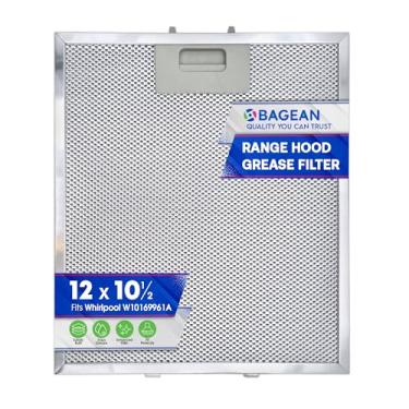 Imagem de Bagean Substituição do filtro de exaustor 30,5 cm x 26,7 cm W10169961A compatível com filtro de ventilação de exaustor Whirlpool – tela de alumínio para cozinha, bloqueia graxa e filtros de ar do