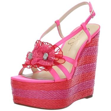 Imagem de Jessica Simpson Sandália feminina Visela Wedge, Rosa flamingo, 36