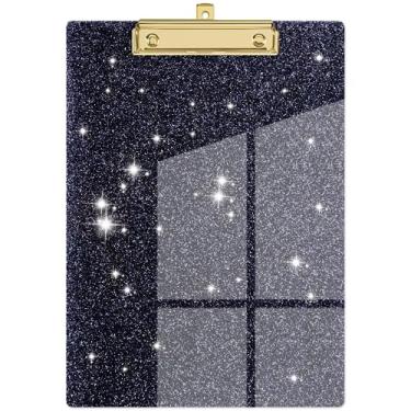 Imagem de Piasoenc Pranchetas de acrílico, prancheta moderna com glitter, prancheta tamanho carta Stardard, tamanho A4 31,8 cm x 23 cm, pranchetas fofas de confetes para mulheres, material de escritório e