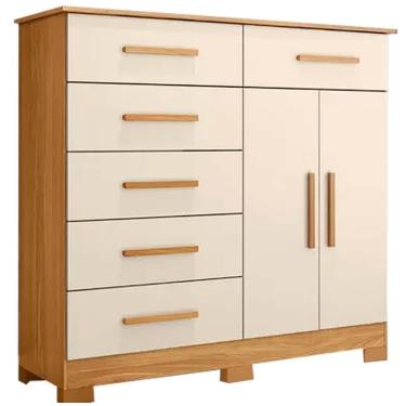 Imagem de Cômoda Xangai 6 Gavetas 2 Portas Albatroz Cor Carvalho Off White