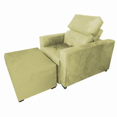 Imagem de Poltrona Sofa Amamentação Retrátil e Reclinável Veneza + Puff Bella Amarelo