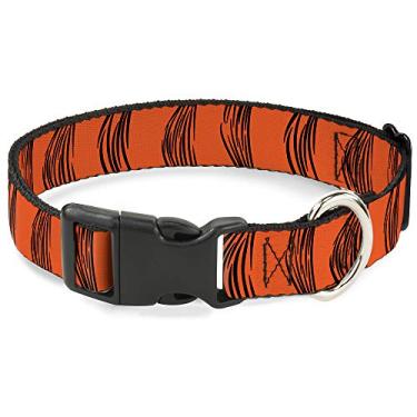Imagem de Buckle-Down Coleira com clipe de plástico – listras de tigre laranja/preto – 2,54 cm de largura – serve para pescoço de 22,86 a 38,10 cm – Pequena
