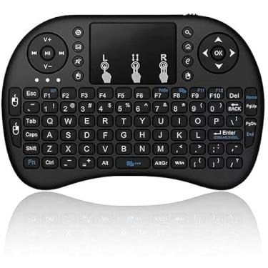Imagem de Mini teclado sem fio 2.4G 3 cores retroiluminado Inglês Air Mouse Touchpad remoto para Android TV Box PC