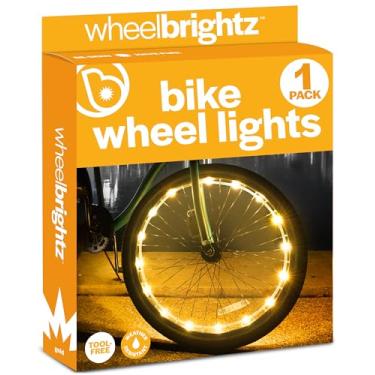 Imagem de WheelBrightz Luzes LED para rodas de bicicleta, douradas – para 1 roda – Luz brilhante e colorida para bicicletas – Serve para pneus dianteiros ou traseiros – Tubo resistente às intempéries com