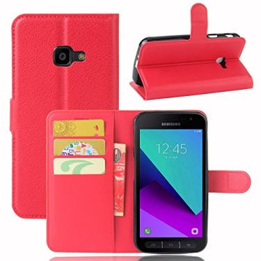 Imagem de Capa Samsung Galaxy Xcover 4/G390F – Capa flip carteira de couro PU para Galaxy Xcover 4/G390F, capa de proteção de telefone estilo empresarial, capa com [compartimentos para dinheiro e cartão]