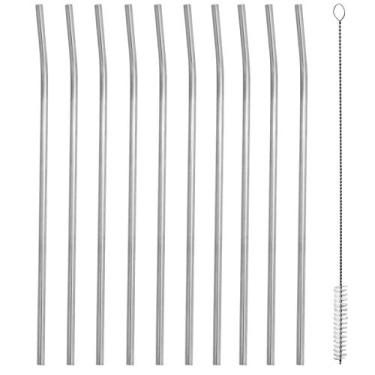 Imagem de Bortonaggio, C0519Cvx10Eescov020, Kit 10 Canudos Inox Sustentável Curvado 5 Mm 19 Cm Escovinha