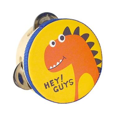 Imagem de Generic Tamborim de madeira Tambor de mão Brinquedo educacional Tamborim de fileiras duplas para crianças cantando, Garota, 10cm