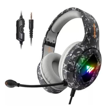 Imagem de Fone de Ouvido Gamer Com Fio Over-Ear em Estampa de Camuflagem M1 (Amarelo)