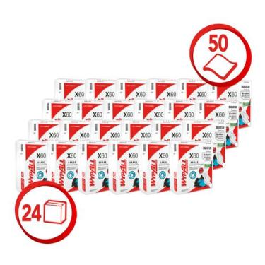 Imagem de 24 Pano Wipe Wypall Limpeza Multiuso X60 (29x34) C/50 panos - Kimberly
