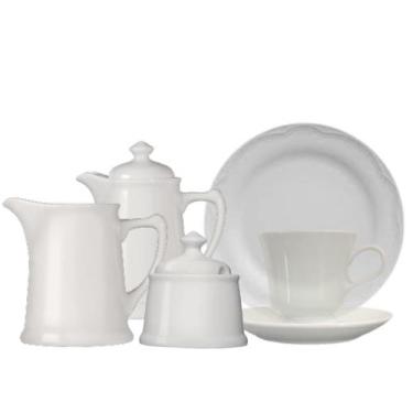 Imagem de Xícara, Prato, Bule, Leiteira e Açucareiro Cottage 21pç Porcelana Bran